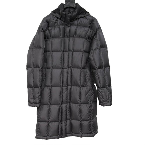 The North Face Womens Acropolis Puffer Jacket Small Grey Hooded Long Parka Coat